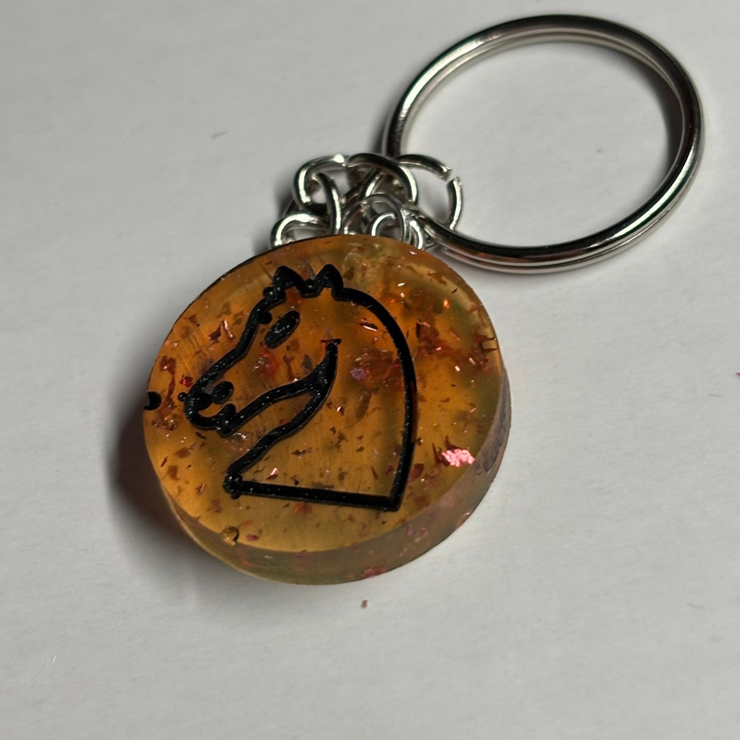 Transparent Amber Knight - Handmade Resin Keychain