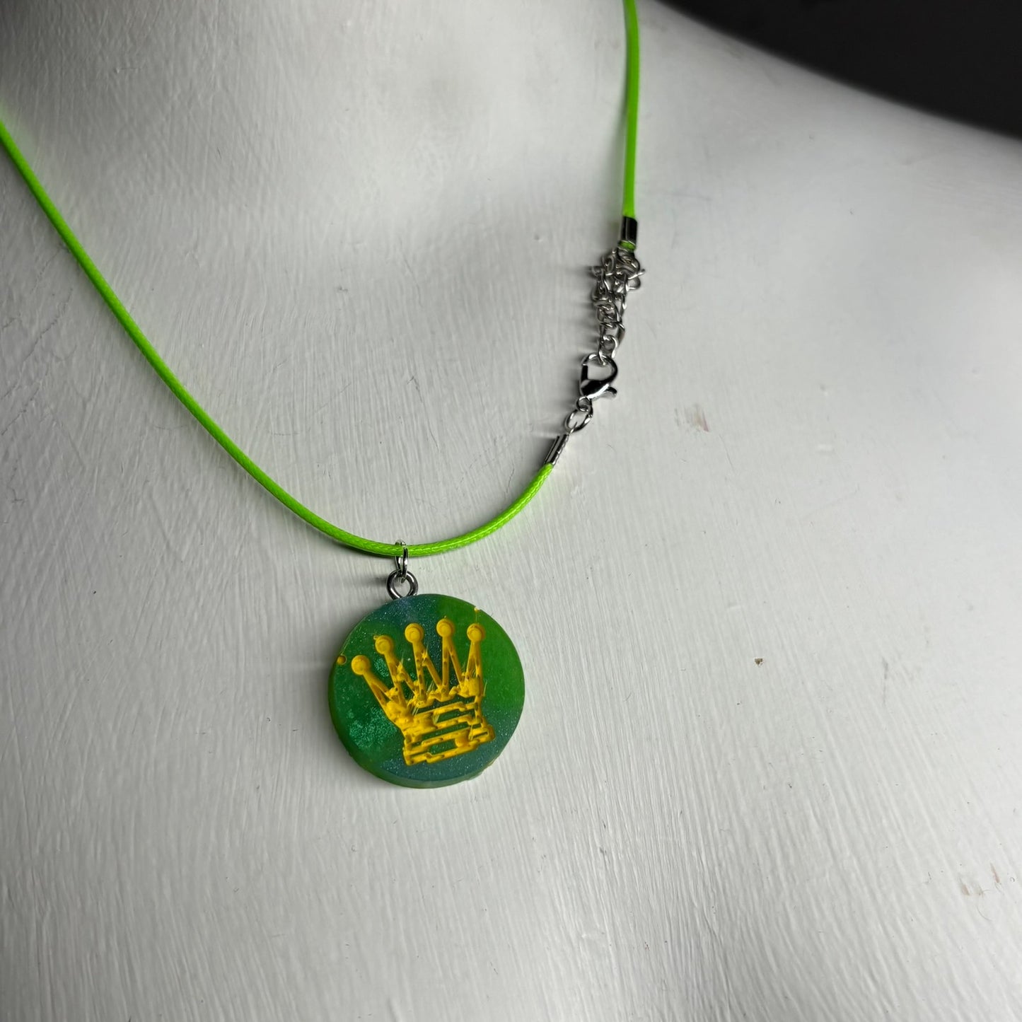 Green Queen - Handmade Resin Chess Necklace
