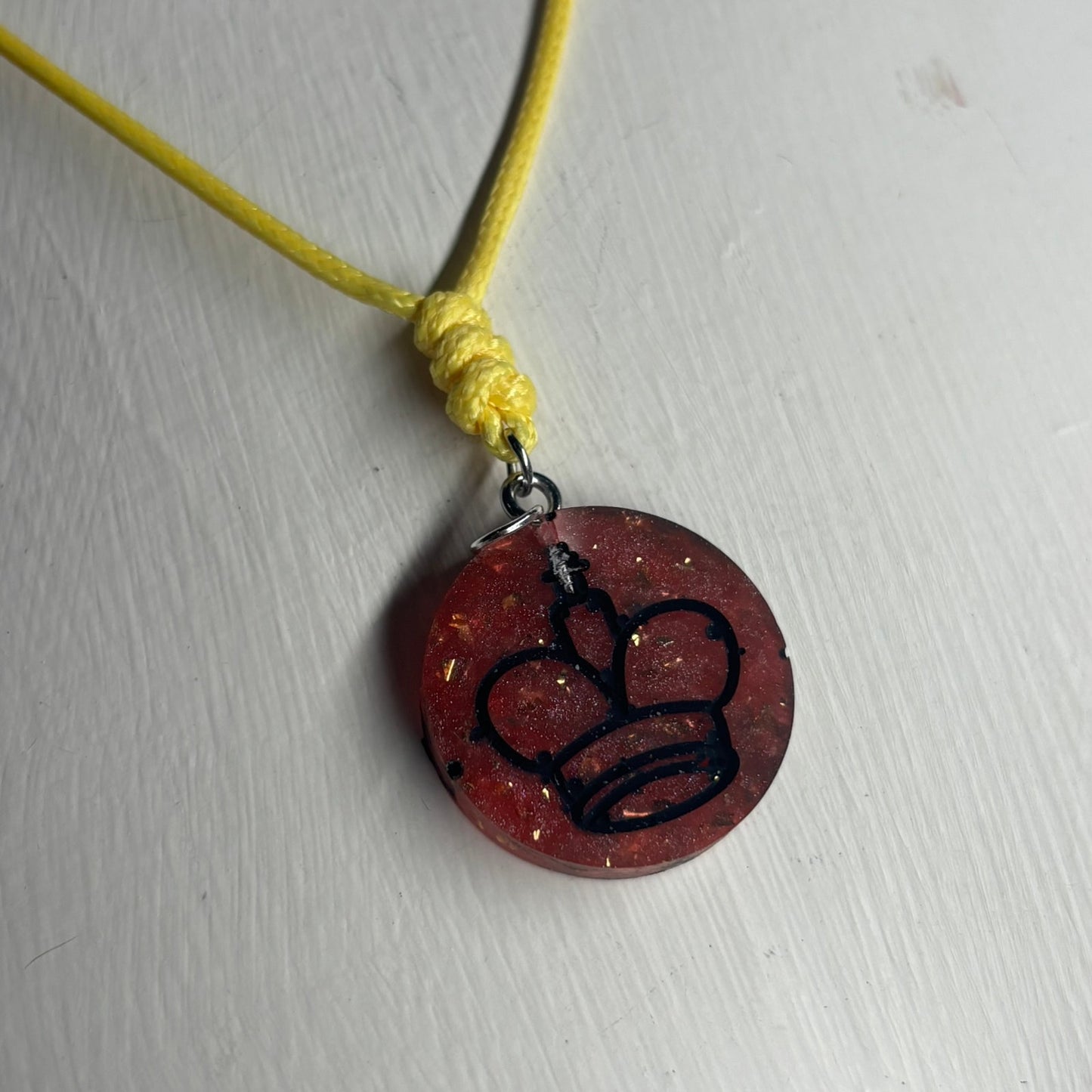 Crystal Dark Red King - Handmade Resin Chess Necklace