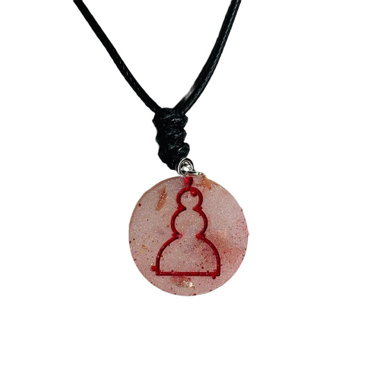 Red Print Pawn - Handmade Resin Chess Necklace