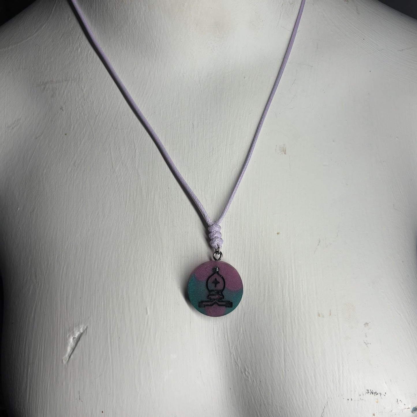 Purple Swindle Bishop - Handmade Resin Chess Necklace