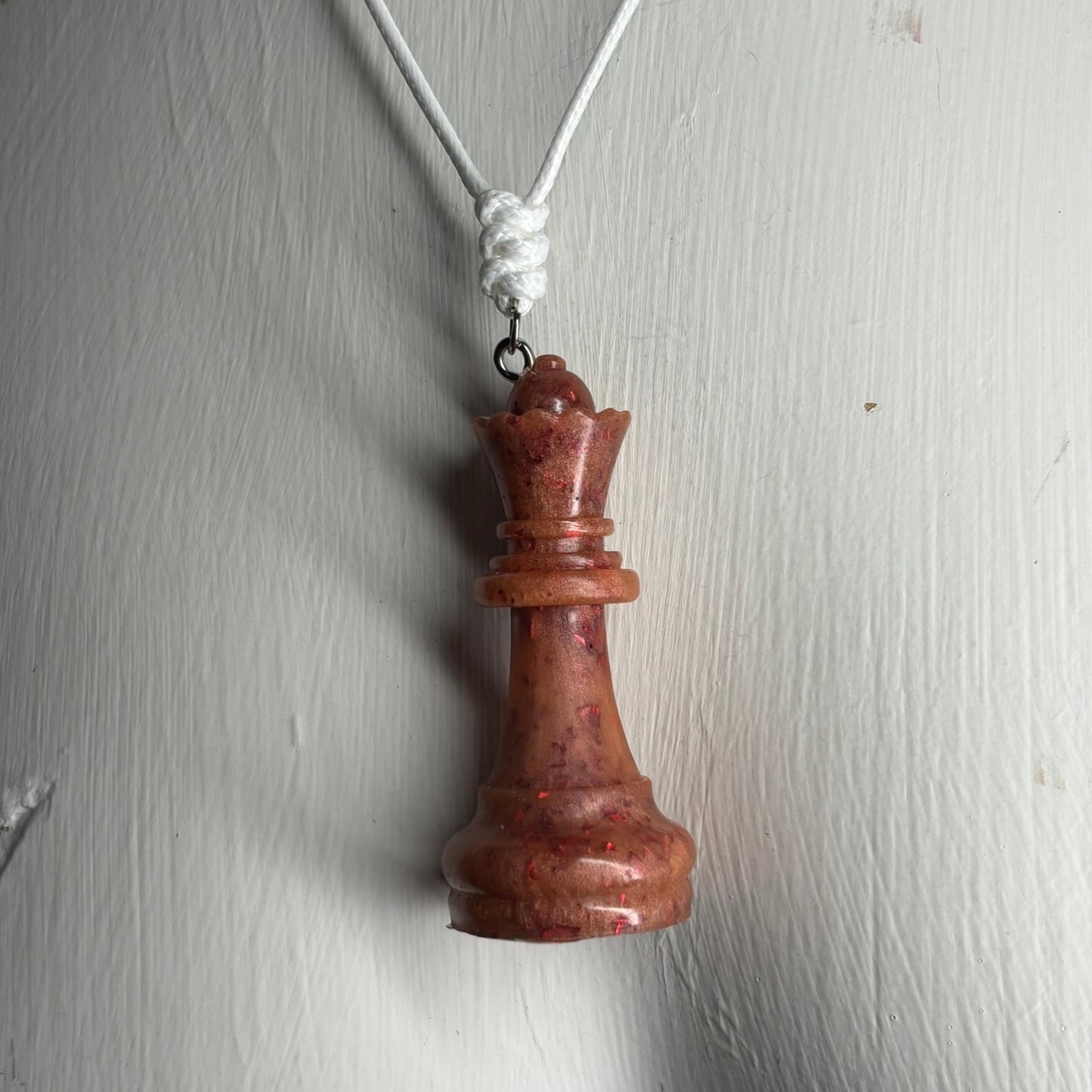 Orange Fire Queen - Handmade Resin Chess Necklace