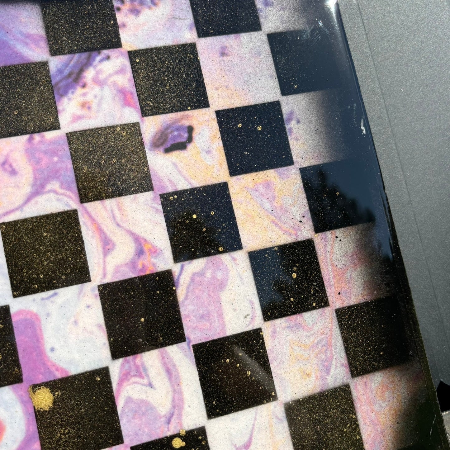 Purple Swirl - Resin Coated Chess Board
