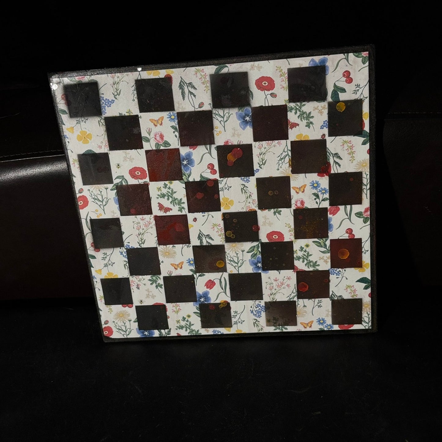 Red Mist Flowers - Scrapbook Chess Board