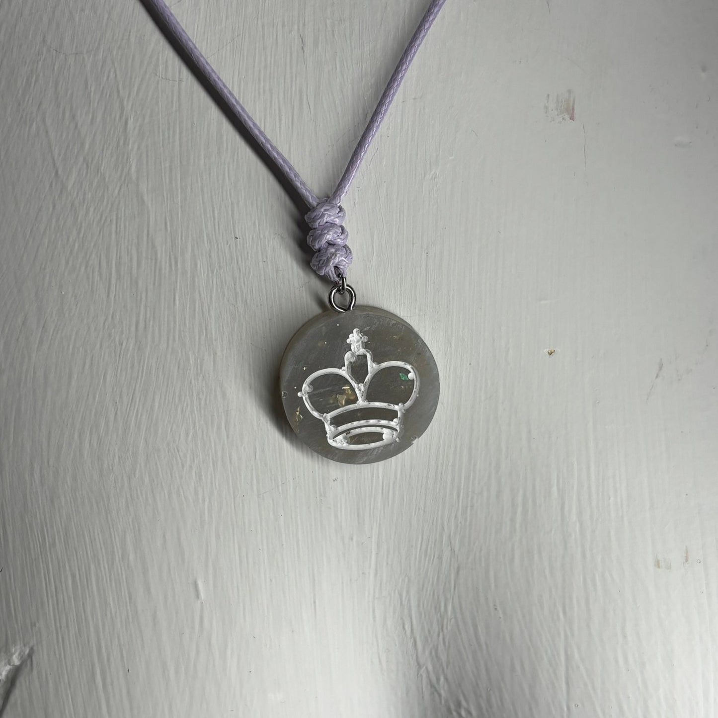 Purple Crystal King - Handmade Resin Chess Necklace