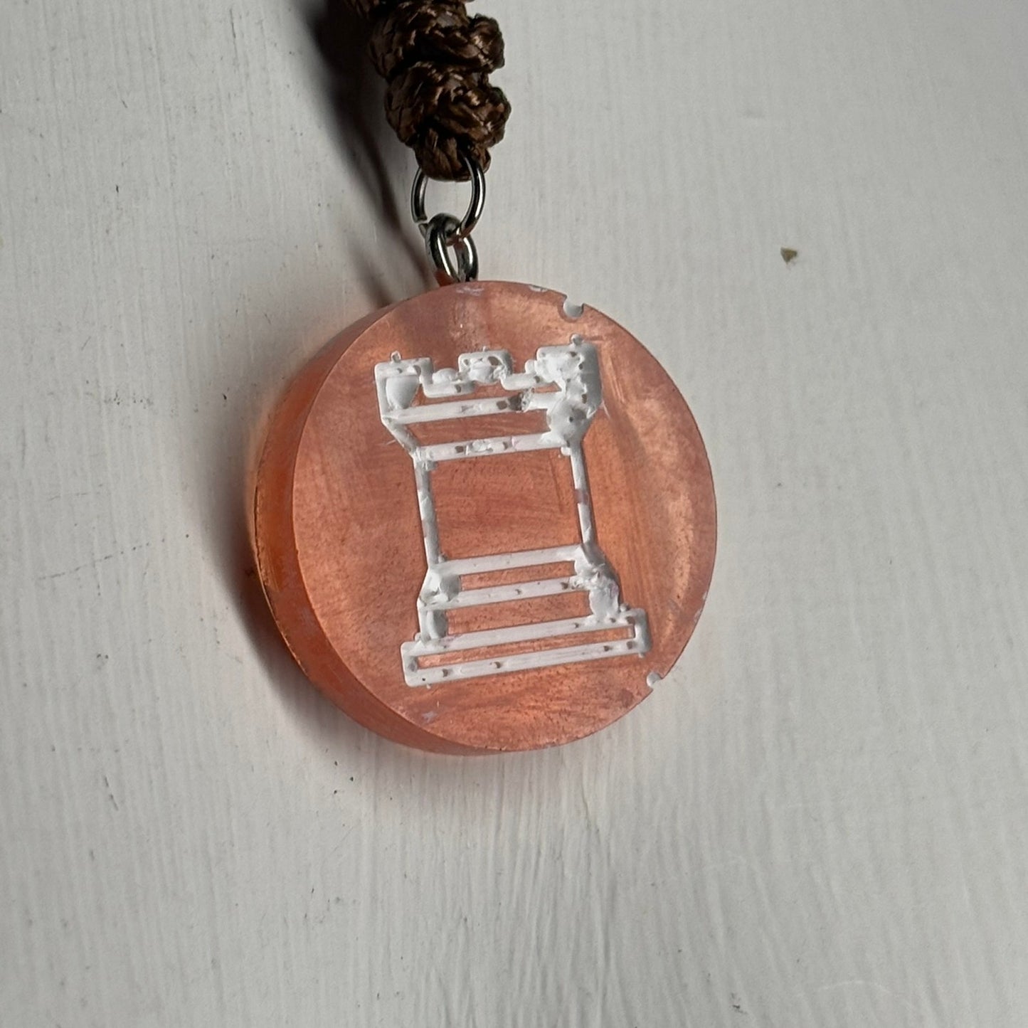 Orange Rook - Handmade Resin Chess Necklace