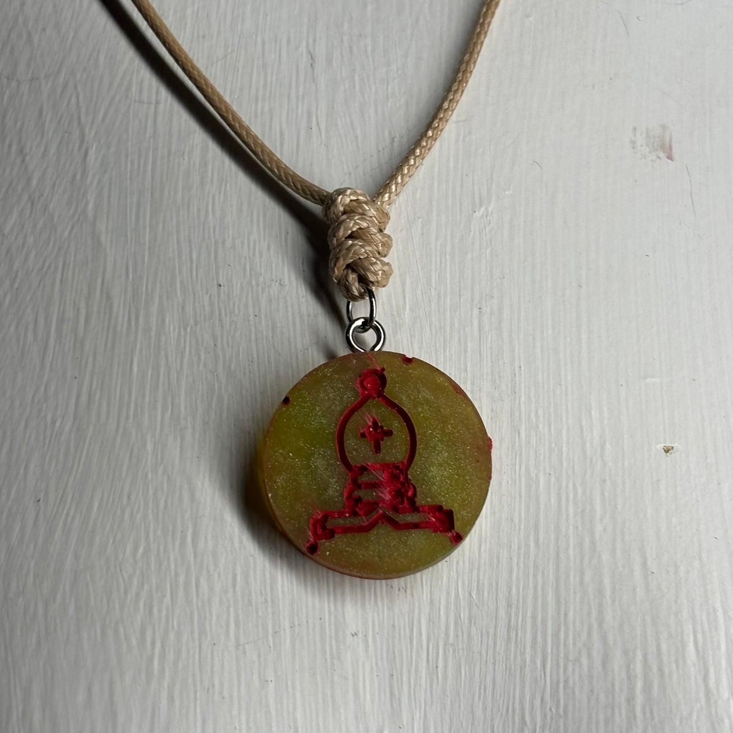 Vintage Cream Bishop - Handmade Resin Chess Necklace