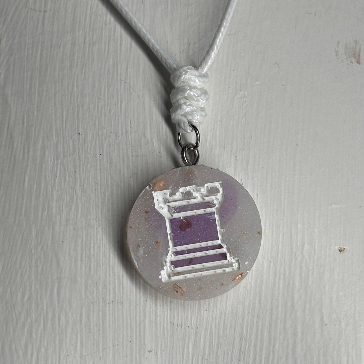 Crystal Rook - Handmade Resin Chess Necklace