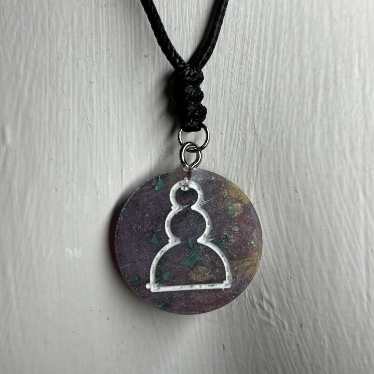 Sanded Purple Pawn - Handmade Resin Chess Necklace