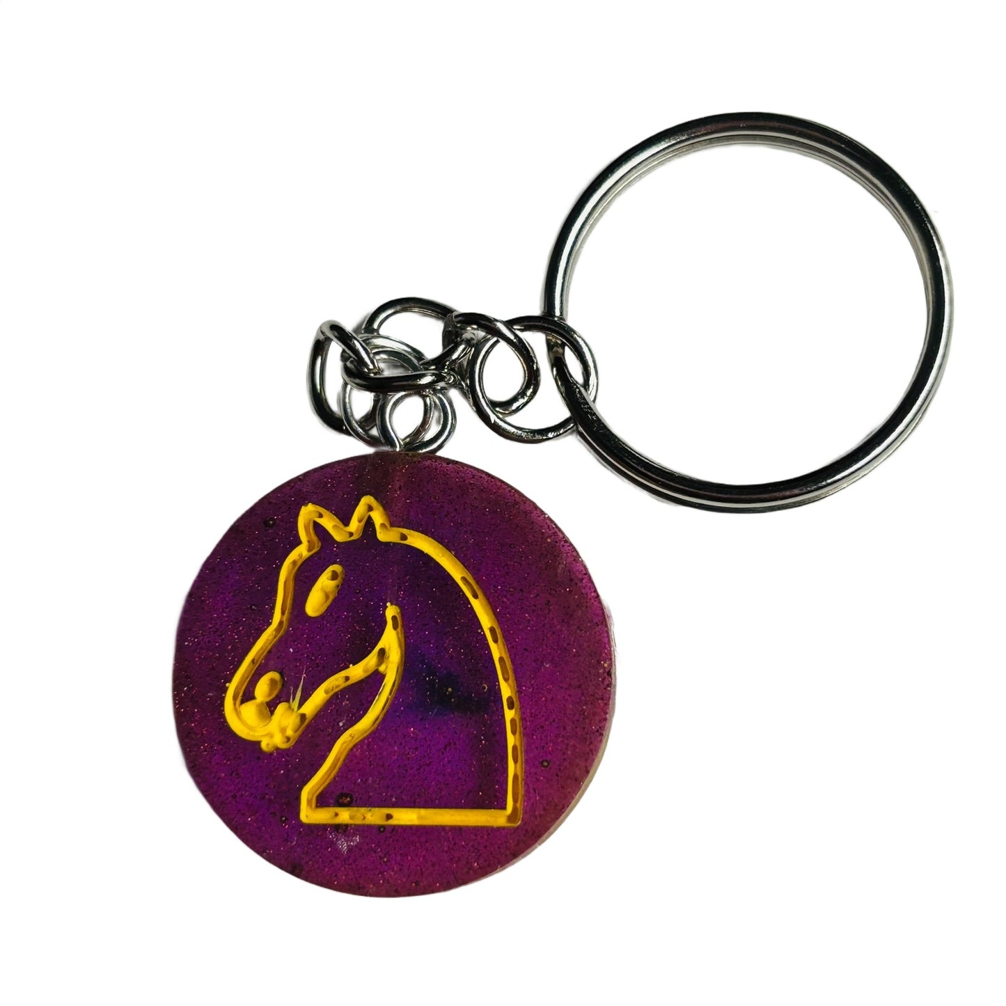 Purple Yellow Knight - Handmade Resin Keychain