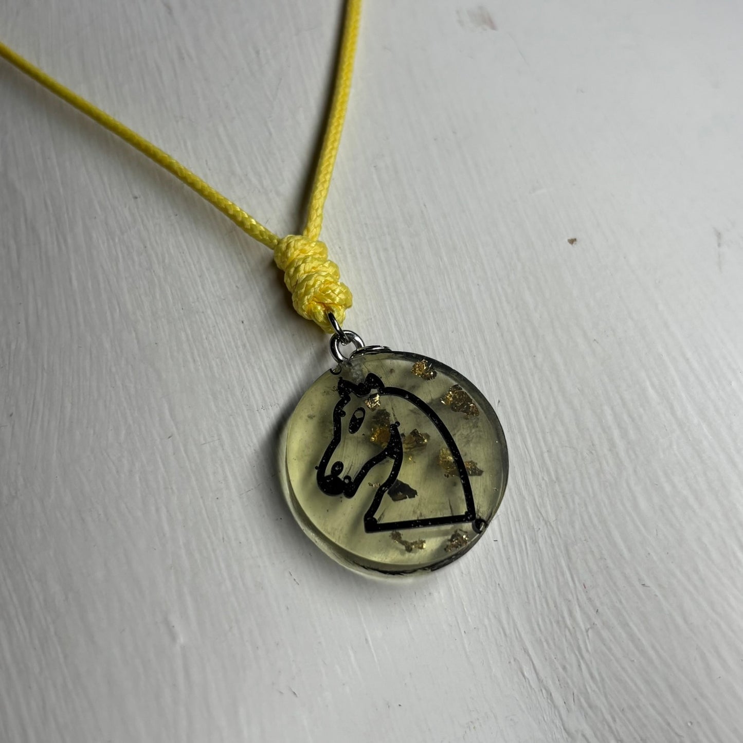 Lime Knight - Handmade Resin Chess Necklace