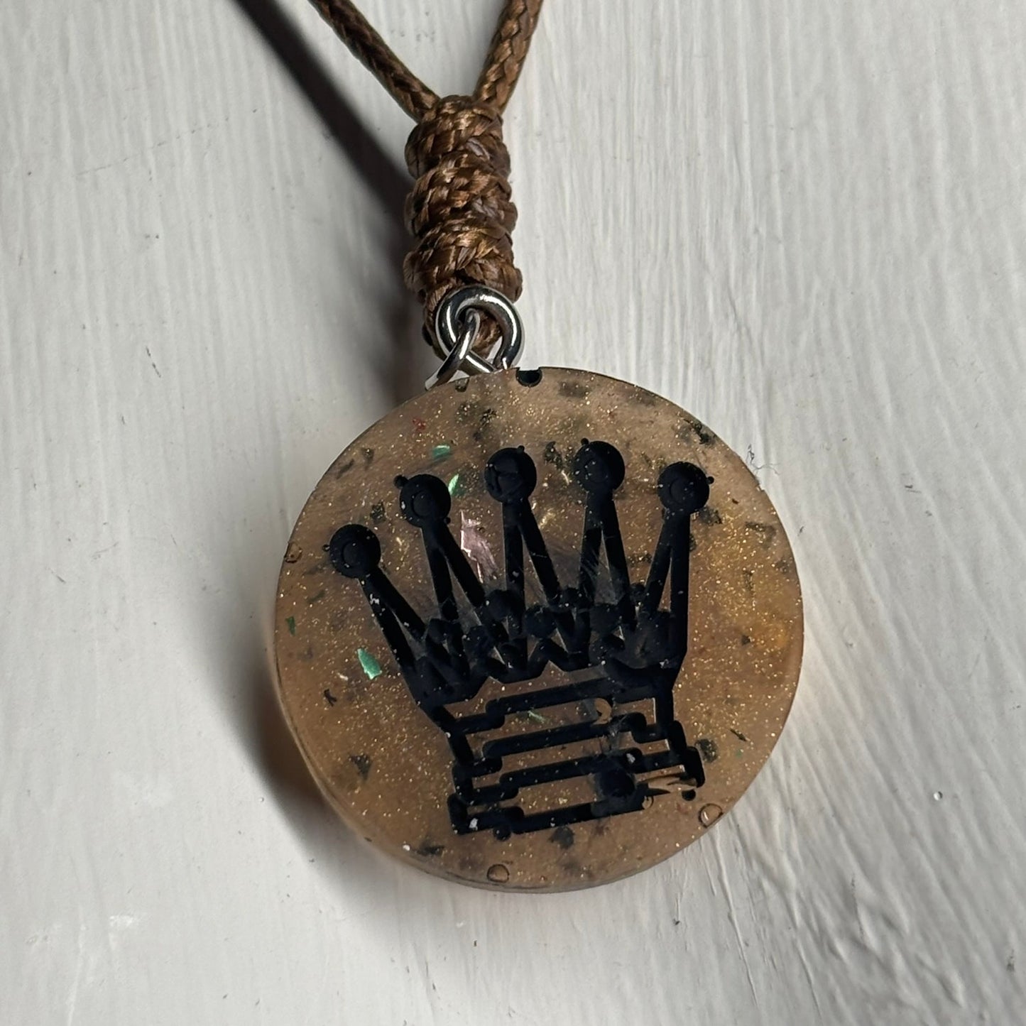 Brown Royal Queen - Handmade Resin Chess Necklace