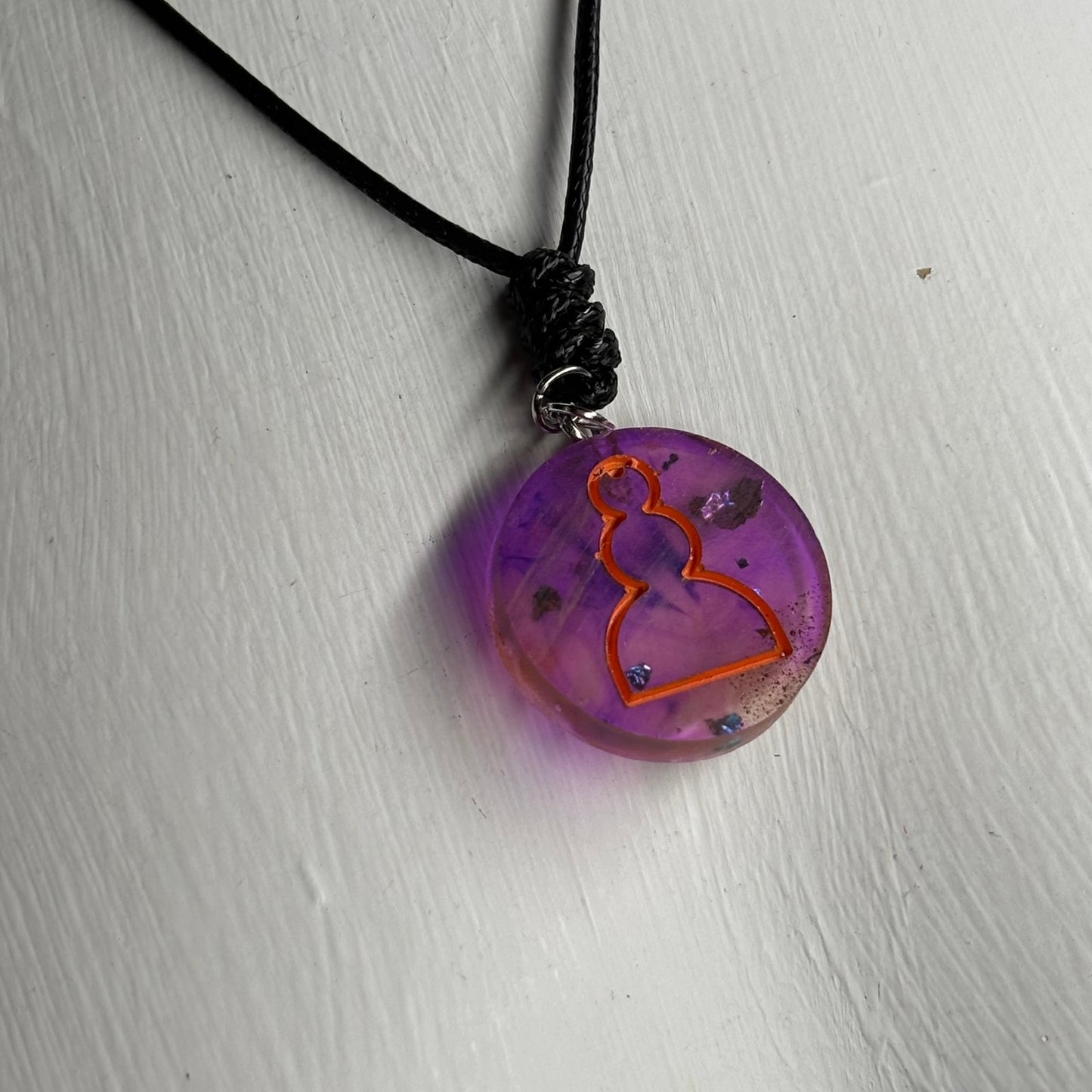 Purple Fusion Pawn - Handmade Resin Chess Necklace