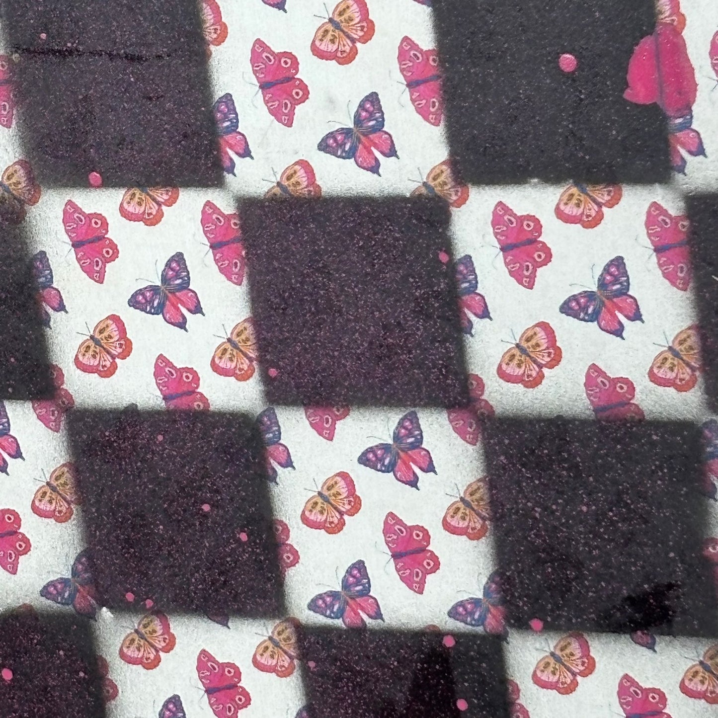Pink Colorful Butterflies - Large Scrapbook Chess Board