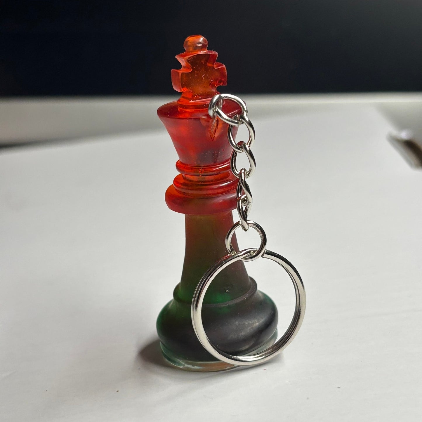 Green/Red Translucent King - Handmade Resin Keychain