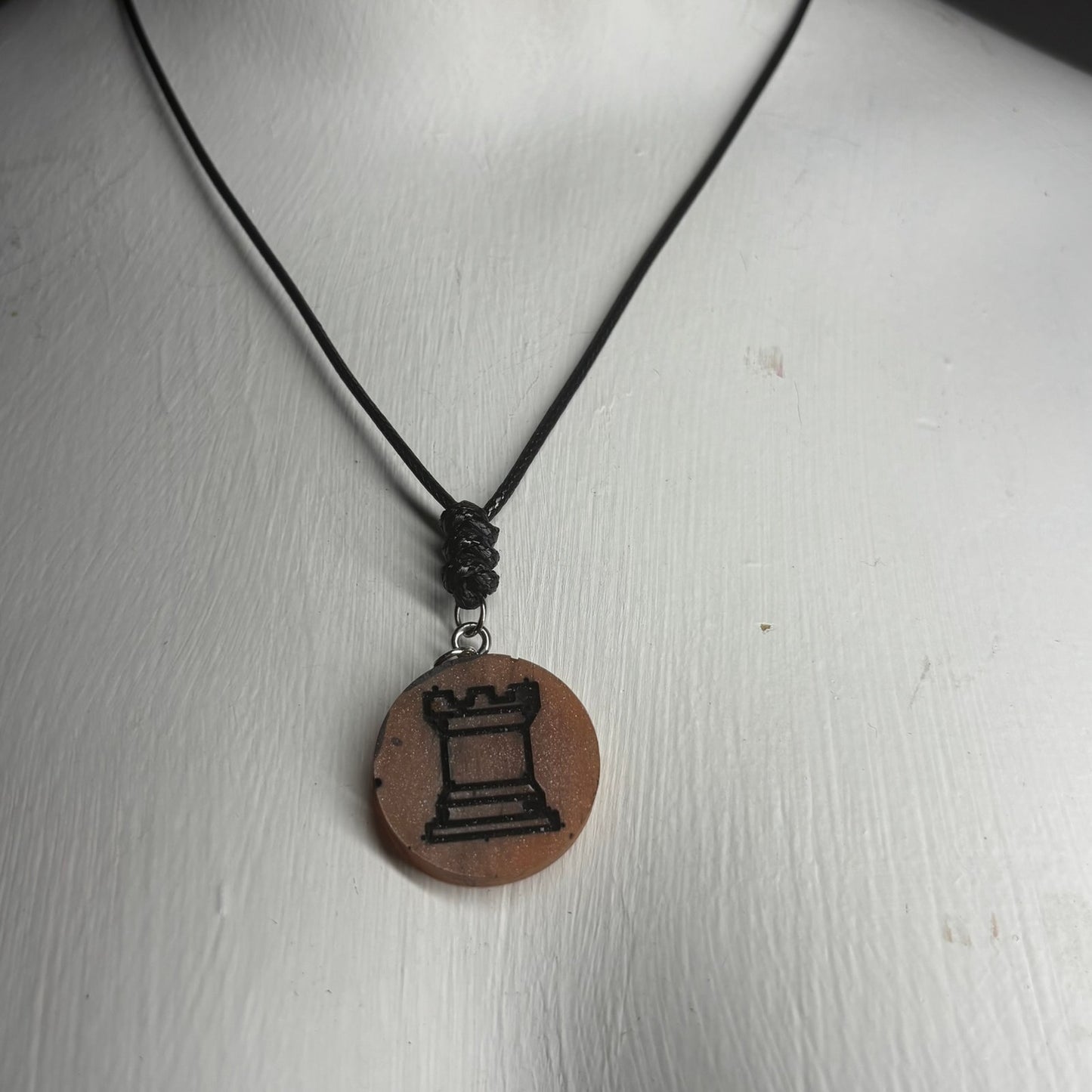 Bronze Rook - Handmade Resin Chess Necklace
