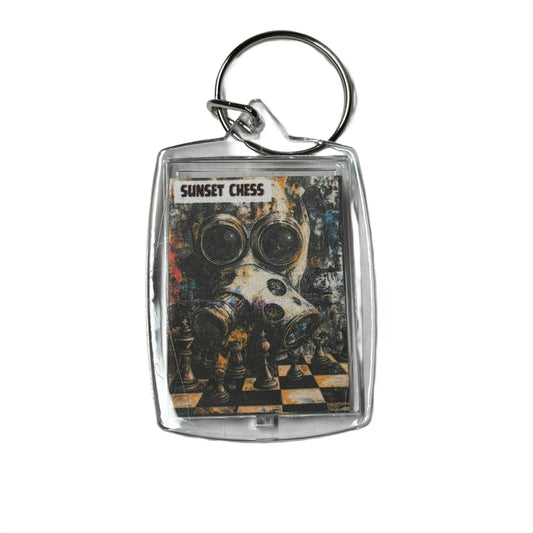 Gas Mask - Sunset Chess Photo Keychain