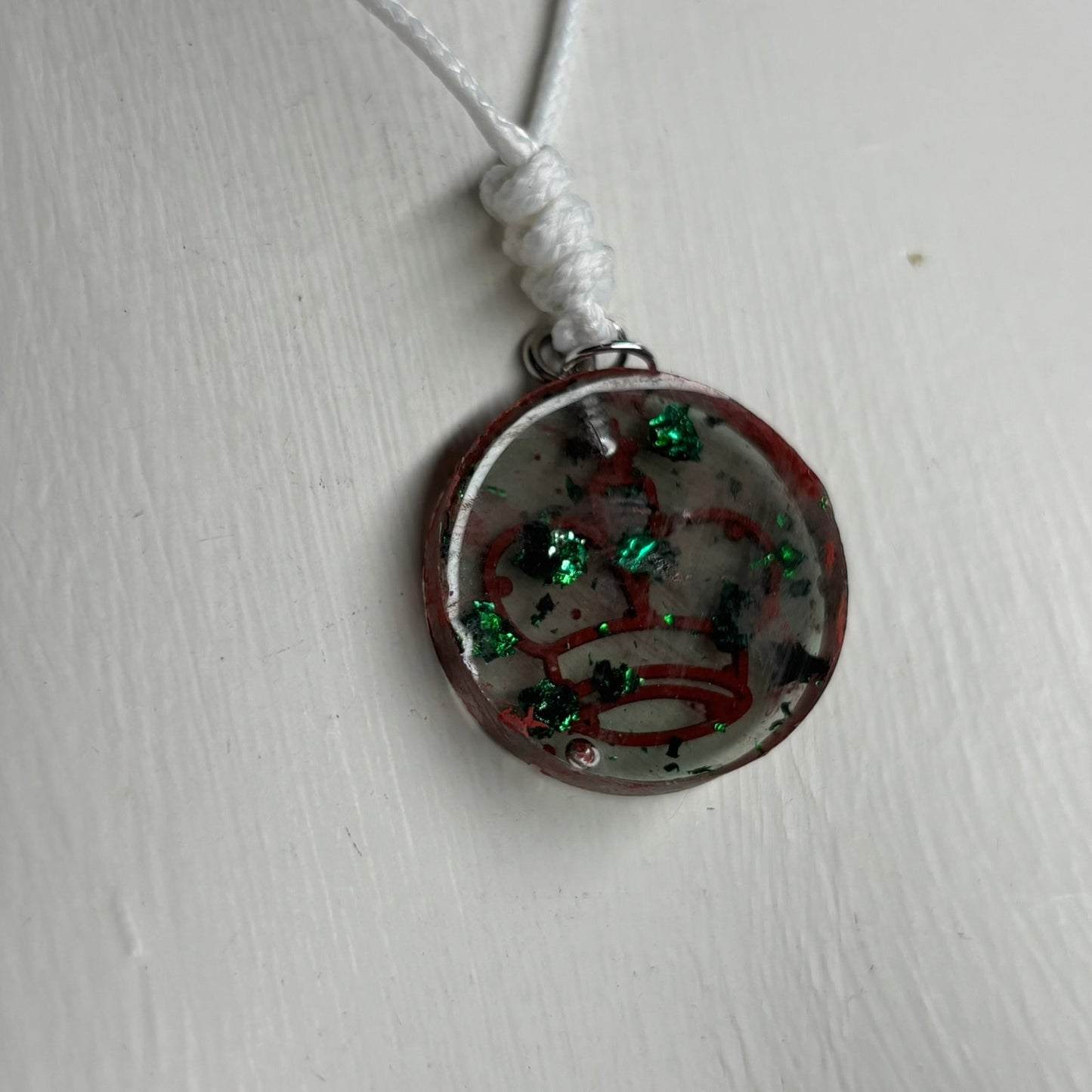 Red Print King - Handmade Resin Chess Necklace