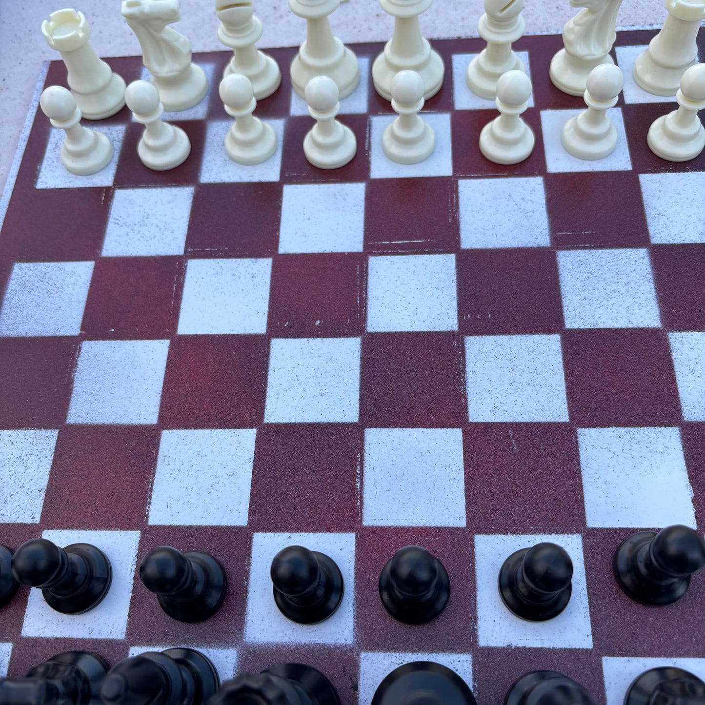Simple Red - Painted Chess Set