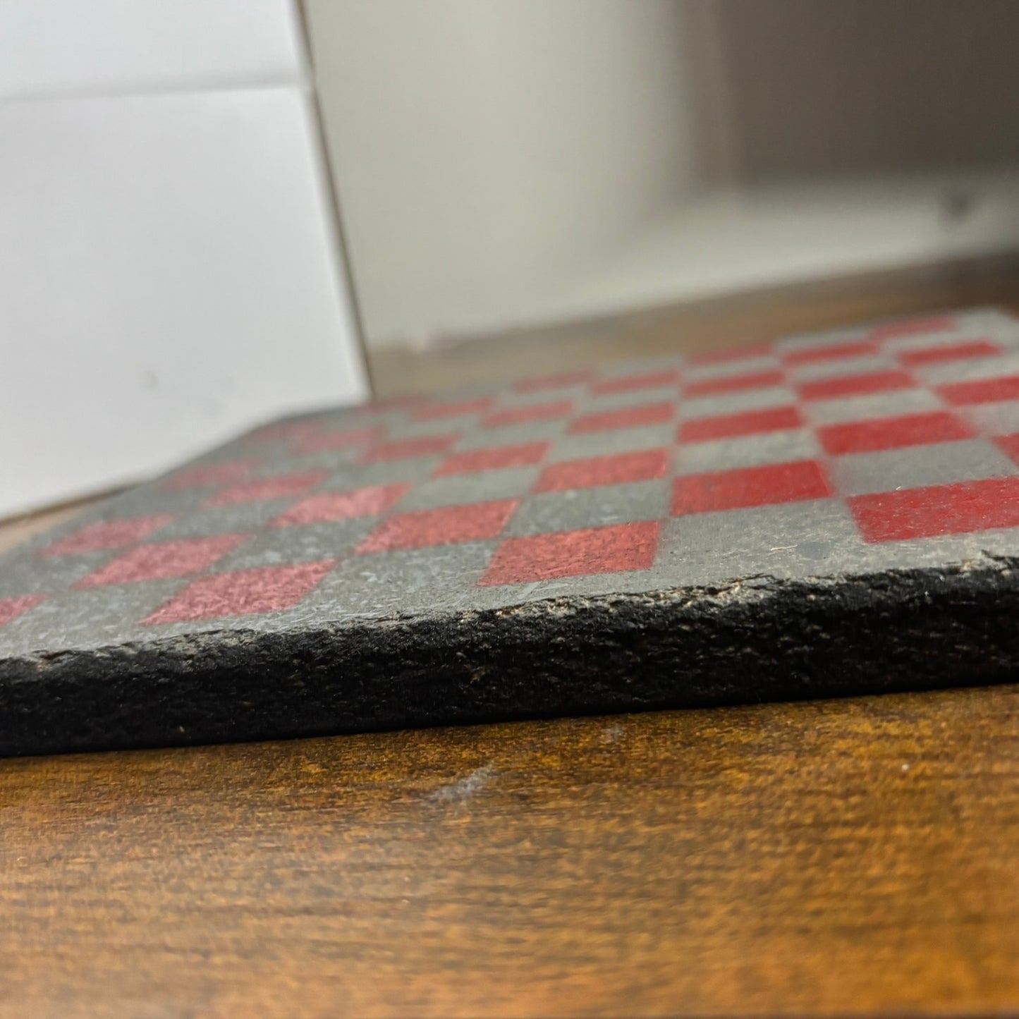 Gray & Red - Painted Double Sided Chess Board
