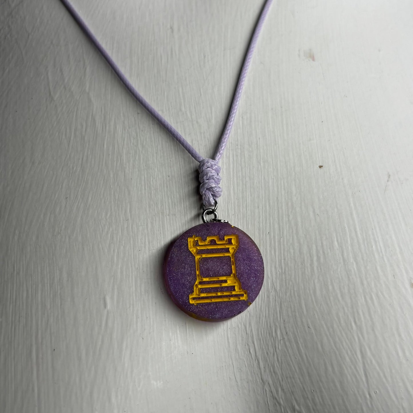 Purple Rook - Handmade Resin Chess Necklace