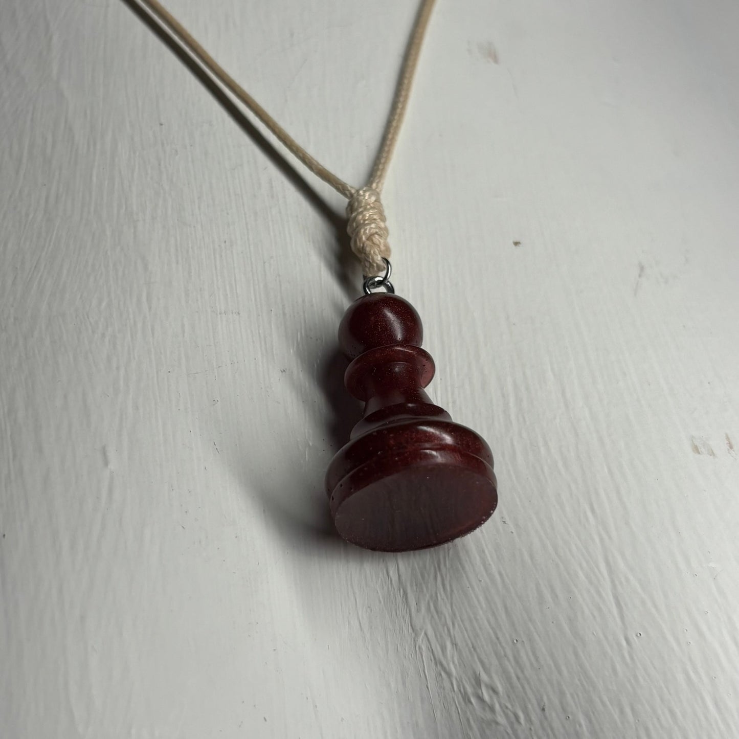 Bronze Red Pawn - Handmade Resin Chess Necklace