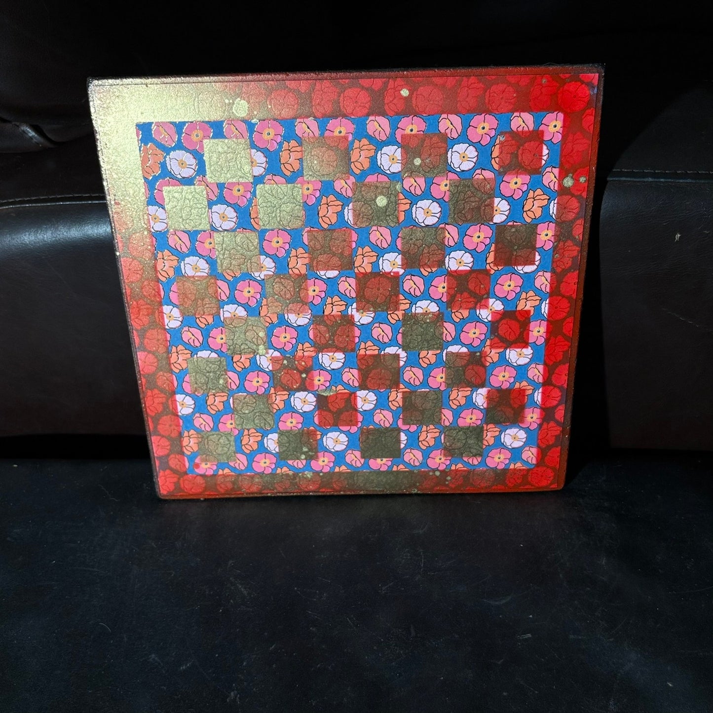 Golden Flowers - Scrapbook Chess Board
