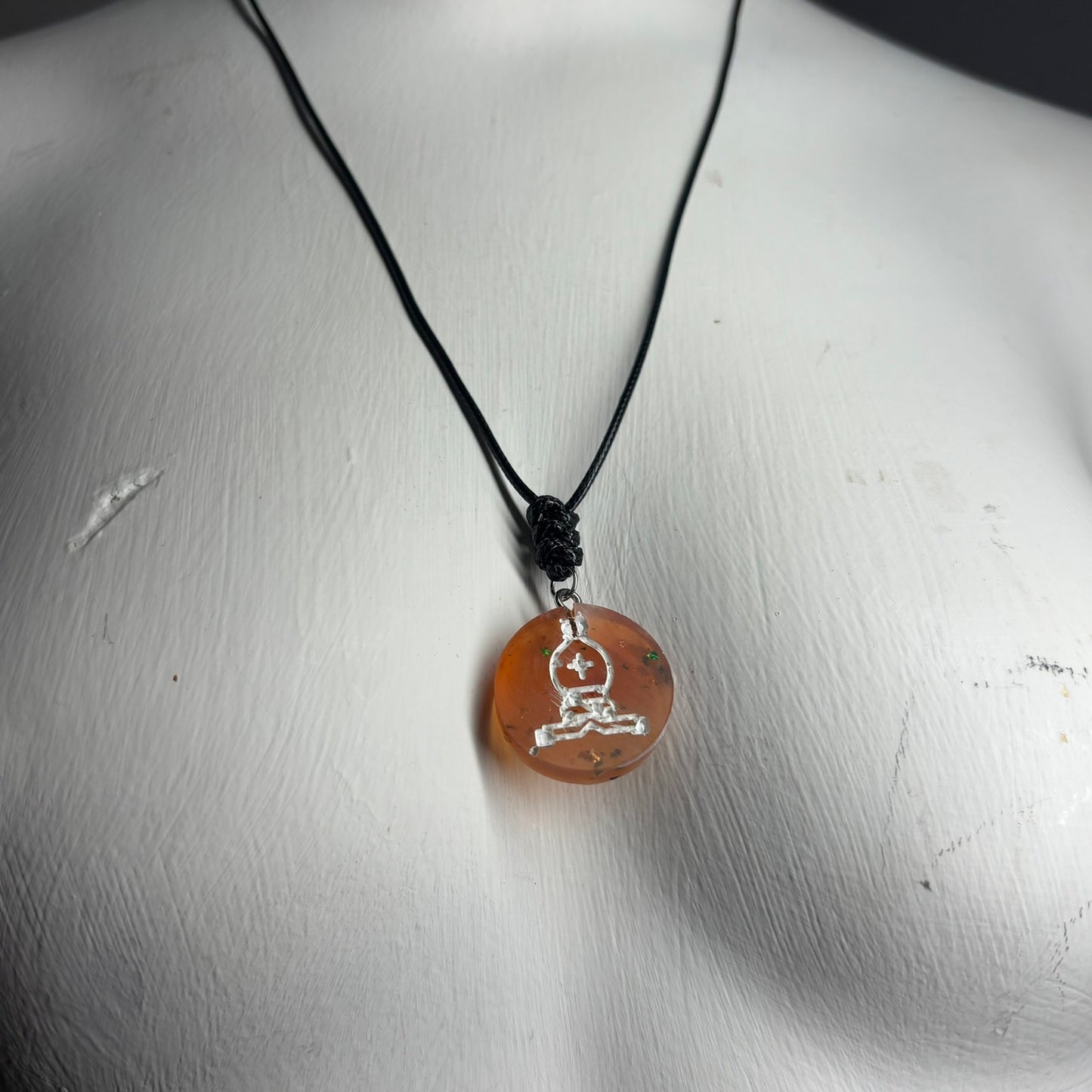 Amber Orange Bishop - Handmade Resin Chess Necklace