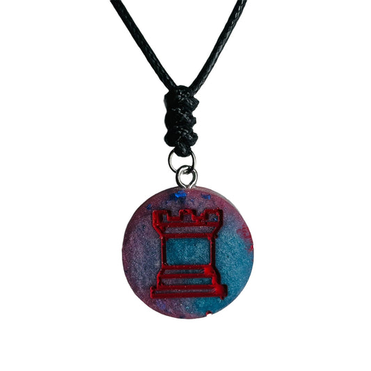 Blur Red Rook - Handmade Resin Chess Necklace