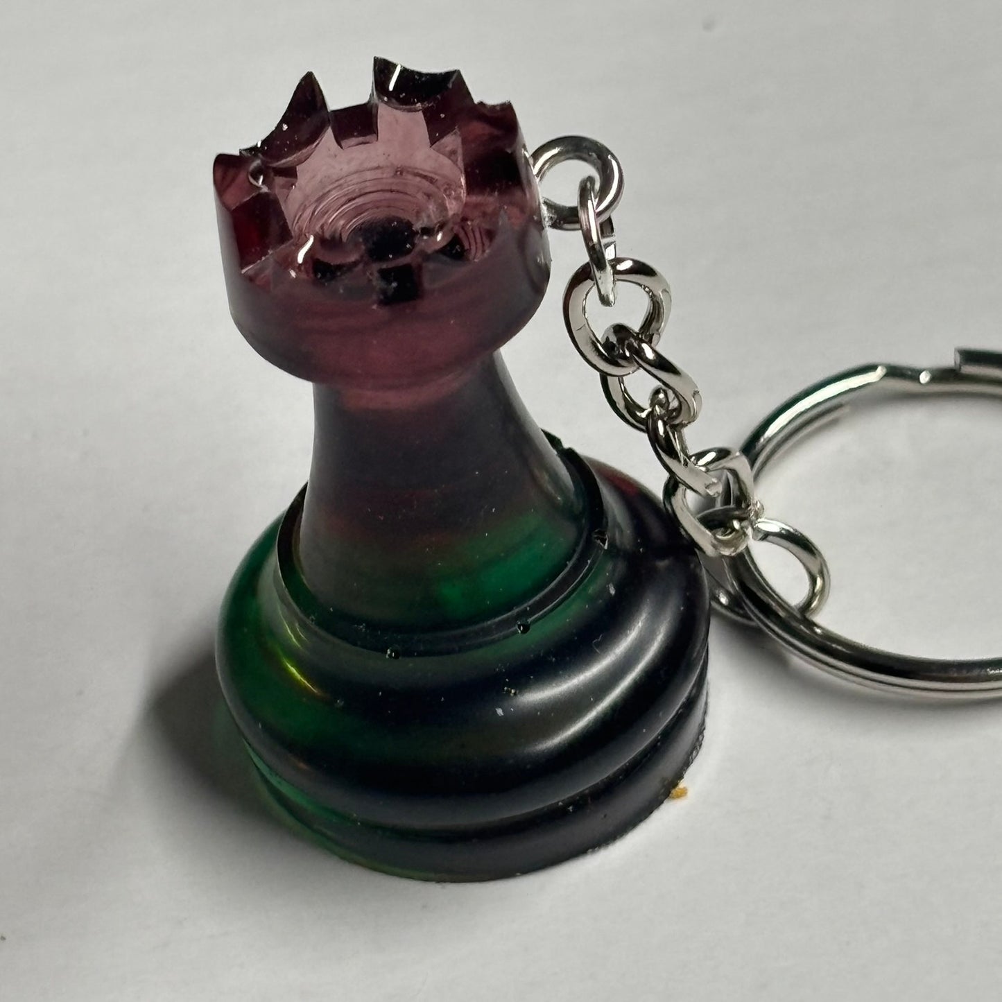 Green/Violet Rook - Handmade Resin Keychain
