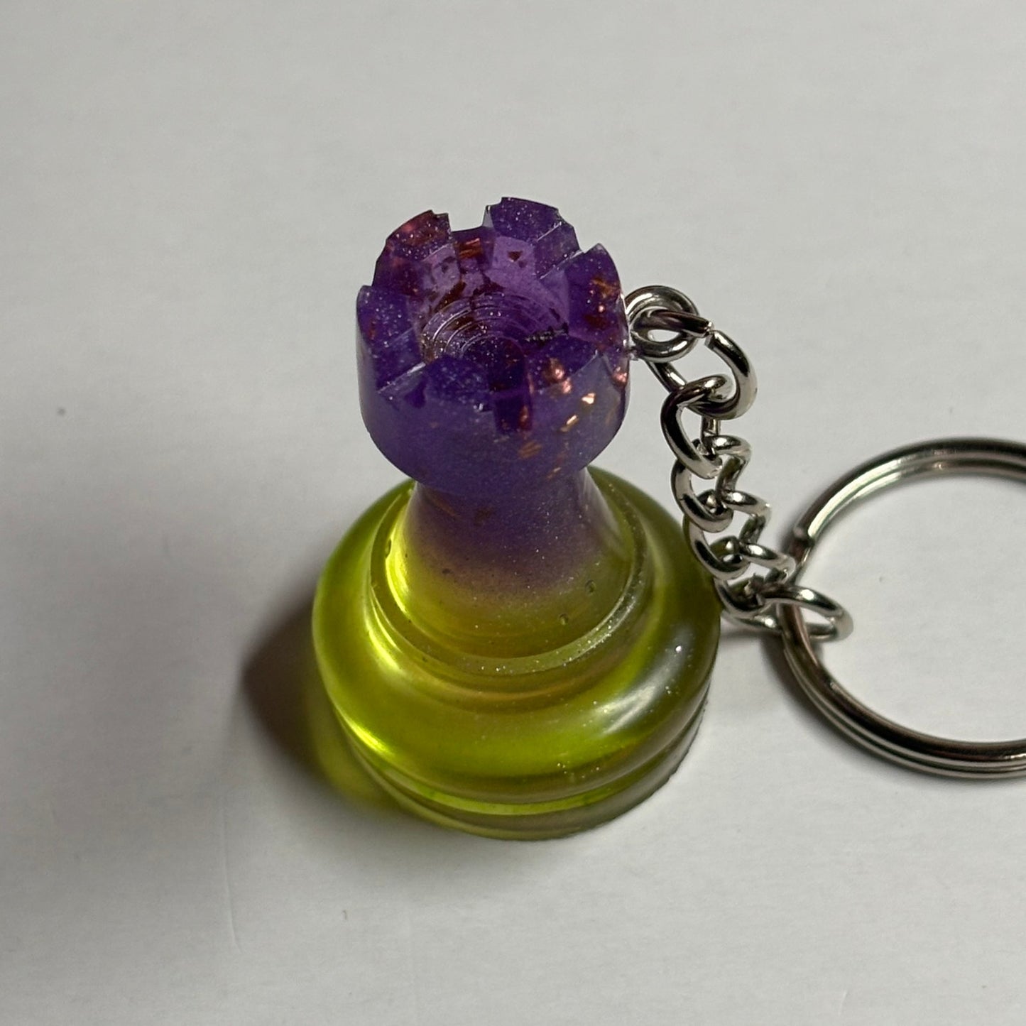 Purple Yellow Rook - Handmade Resin Keychain
