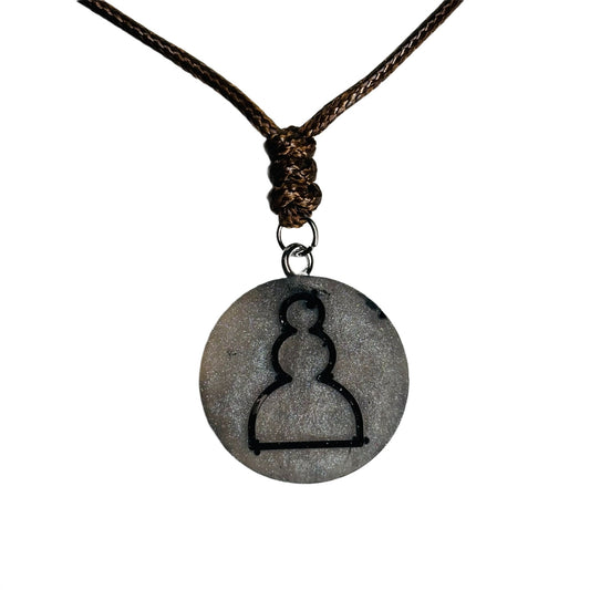 Dark Silver Pawn - Handmade Resin Chess Necklace