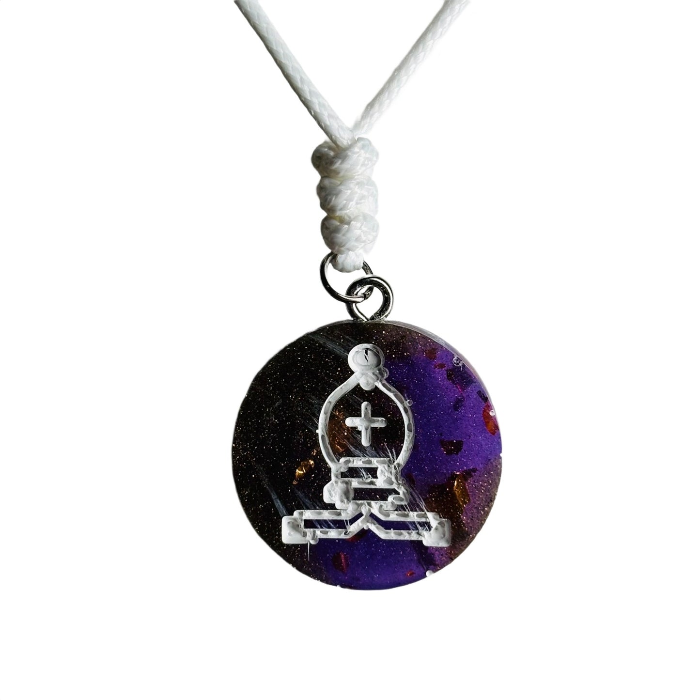 Iced Purple Bishop - Handmade Resin Chess Necklace