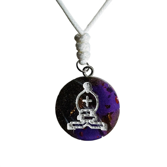 Iced Purple Bishop - Handmade Resin Chess Necklace