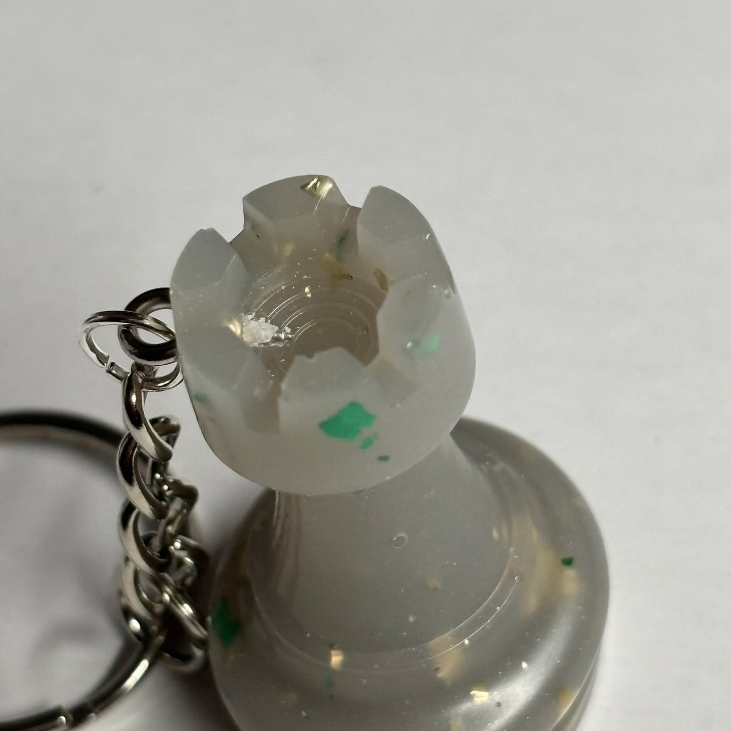 Crystal White Rook - Handmade Resin Keychain