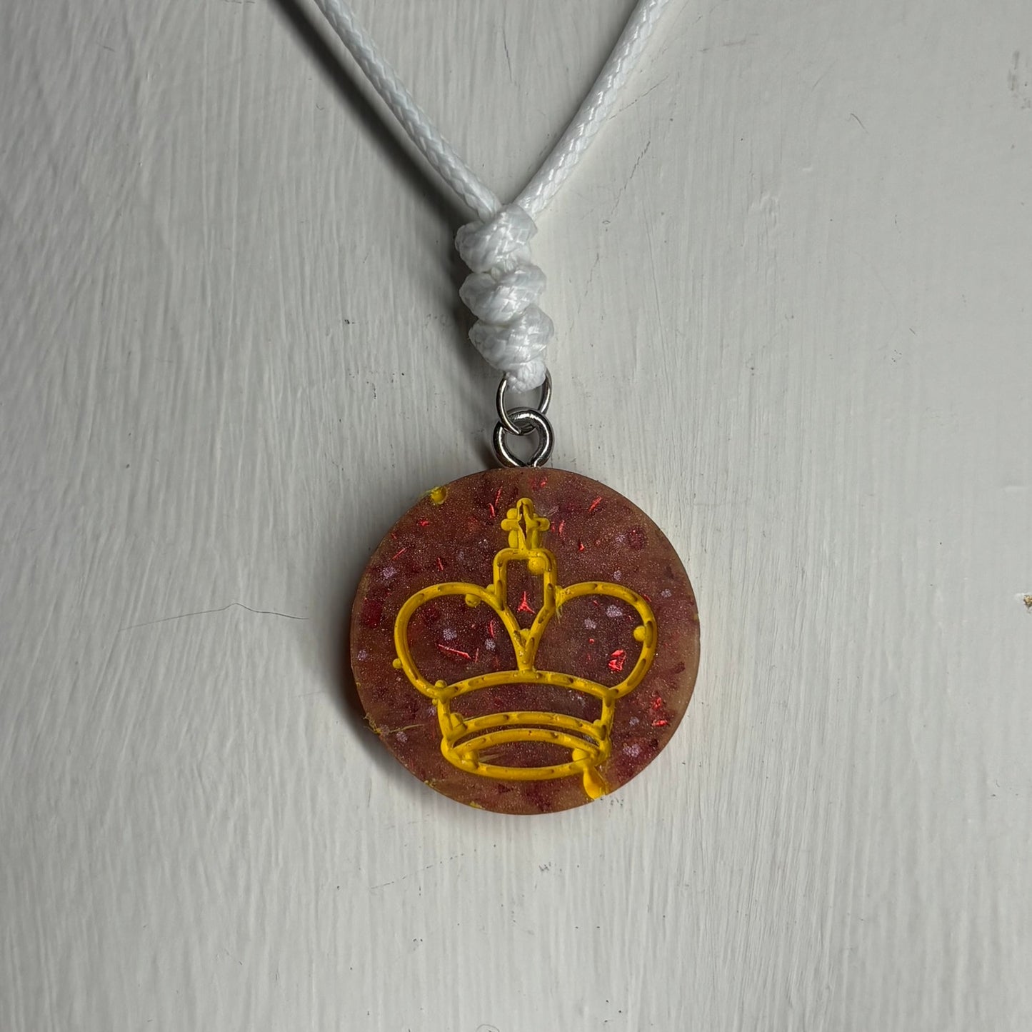 Crystal Amber King - Handmade Resin Chess Necklace
