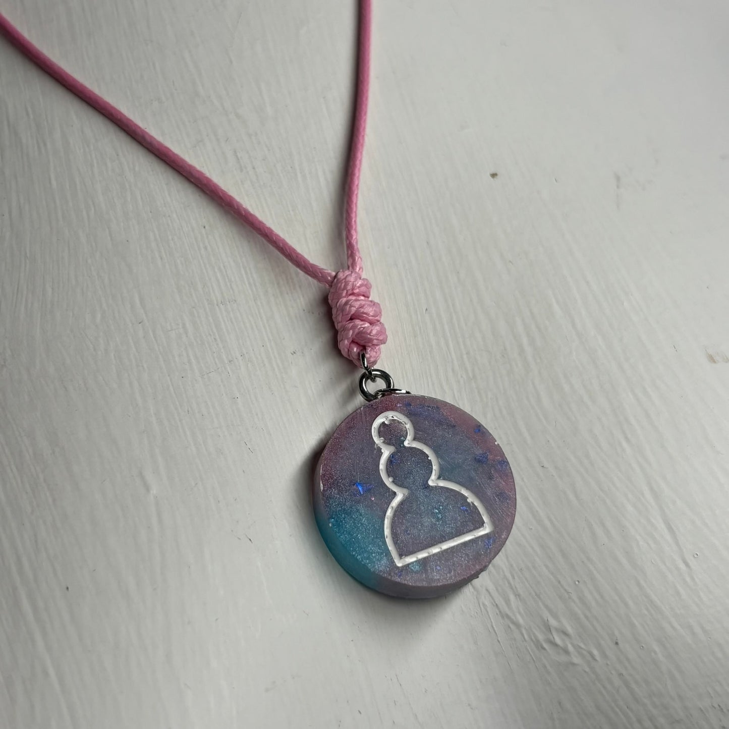 Purple & Blue Pawn - Handmade Resin Chess Necklace