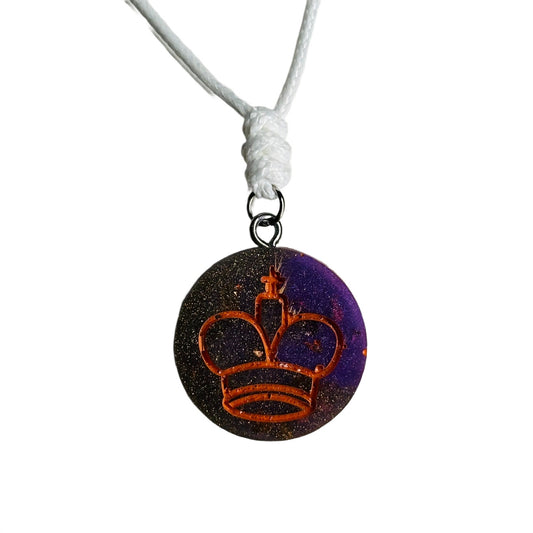 Creepy Purple King - Handmade Resin Chess Necklace
