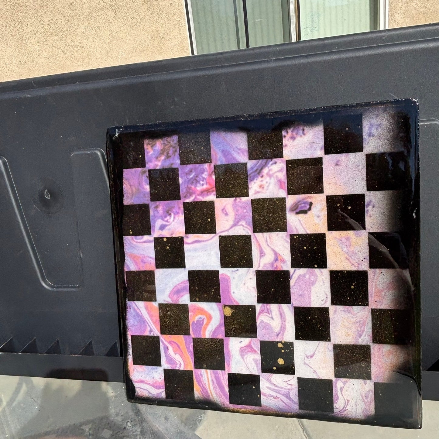 Purple Swirl - Resin Coated Chess Board