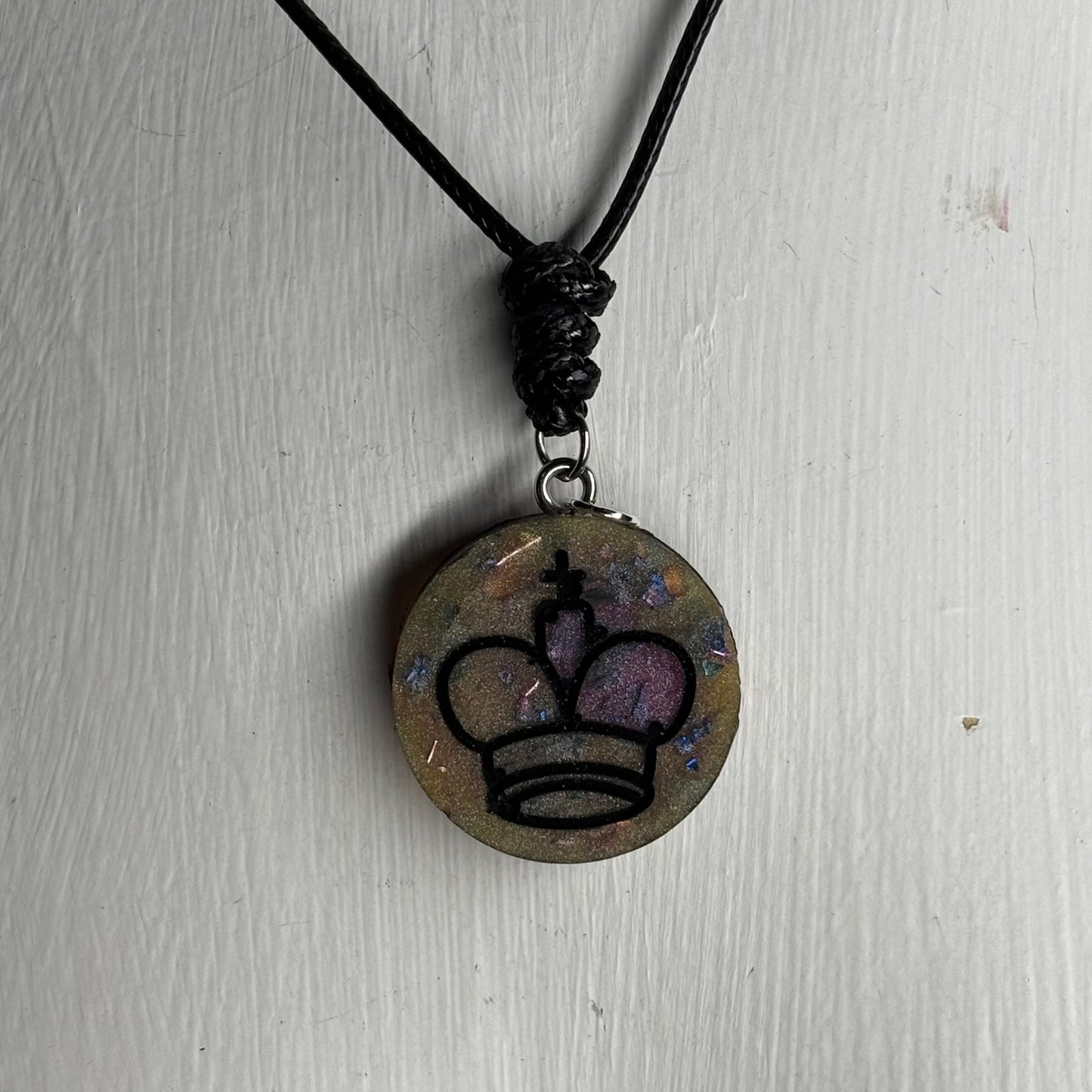 Pink/Yellow King - Handmade Resin Chess Necklace