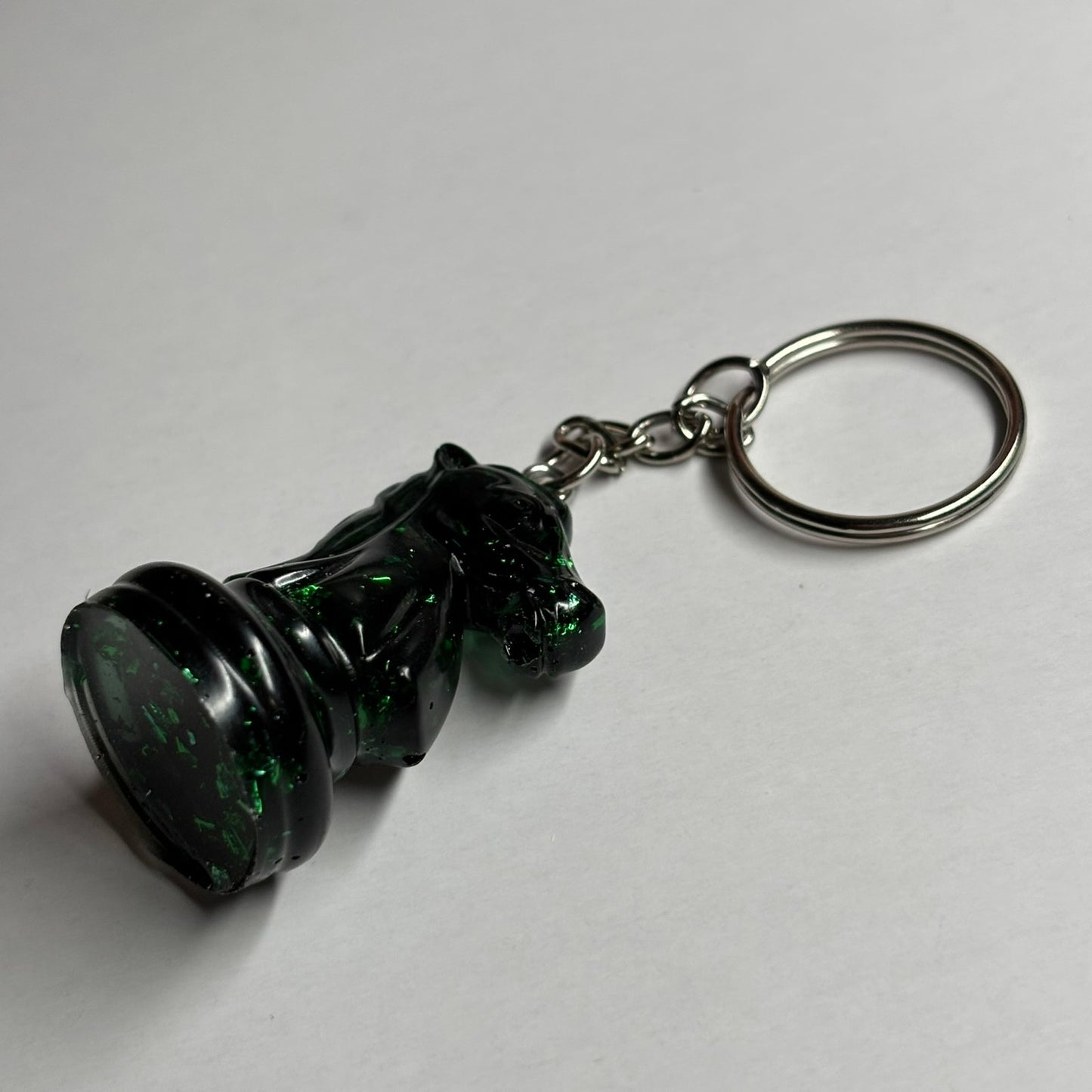 Dark Green Crystal Knight - Handmade Resin Keychain