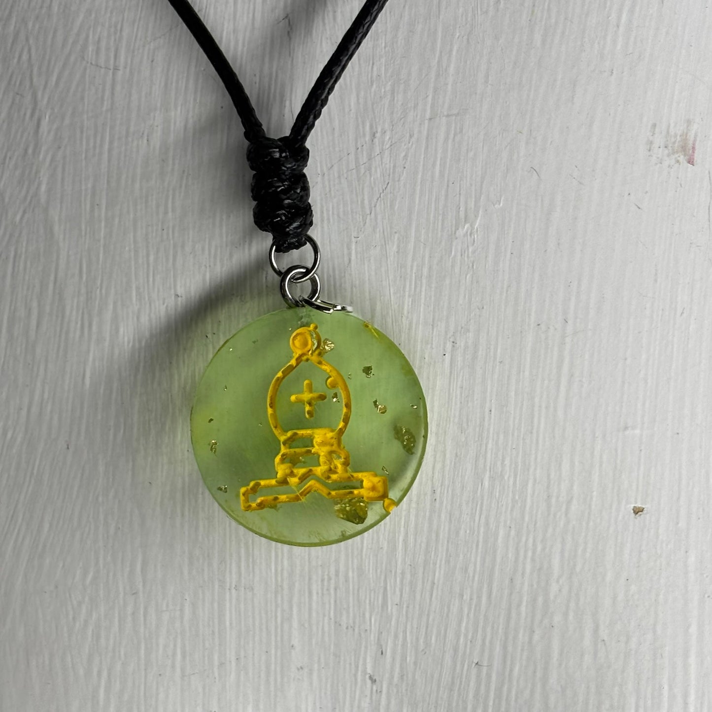 Lime Green Bishop - Handmade Resin Chess Necklace