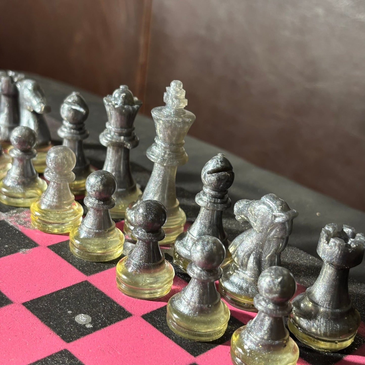 Pink & Black - Painted Chess Set