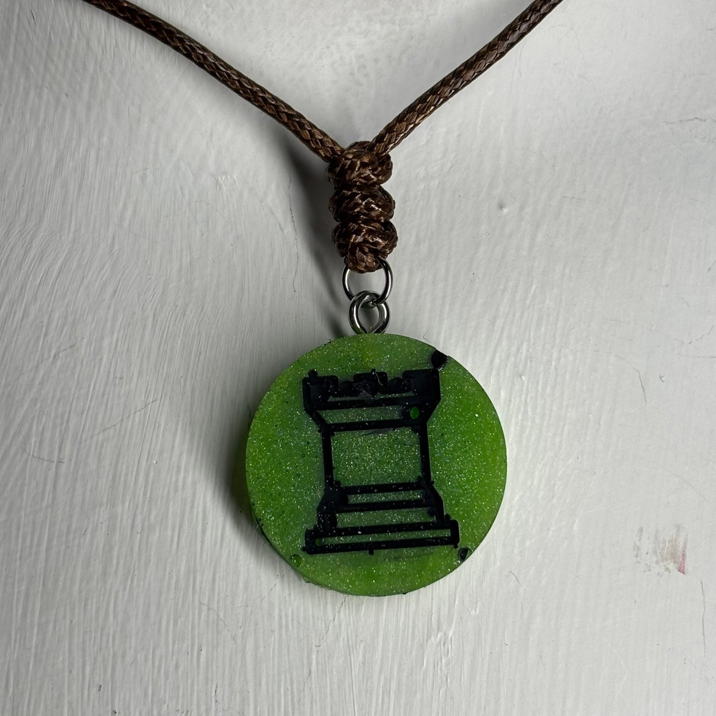 Green Rook - Handmade Resin Chess Necklace