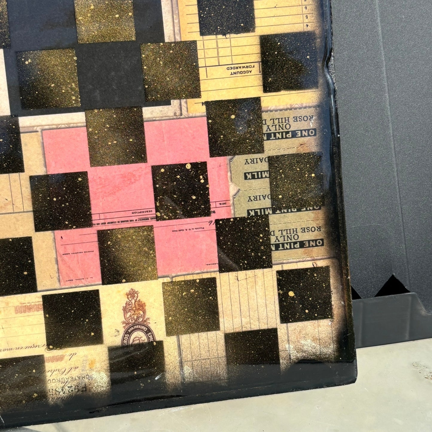 Vintage Collage - Resin Coated Chess Board