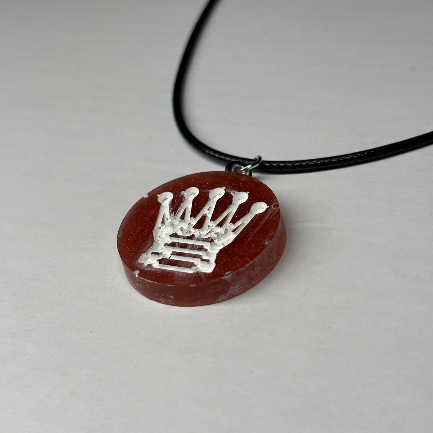 Orange/Red Queen - Handmade Resin Chess Necklace