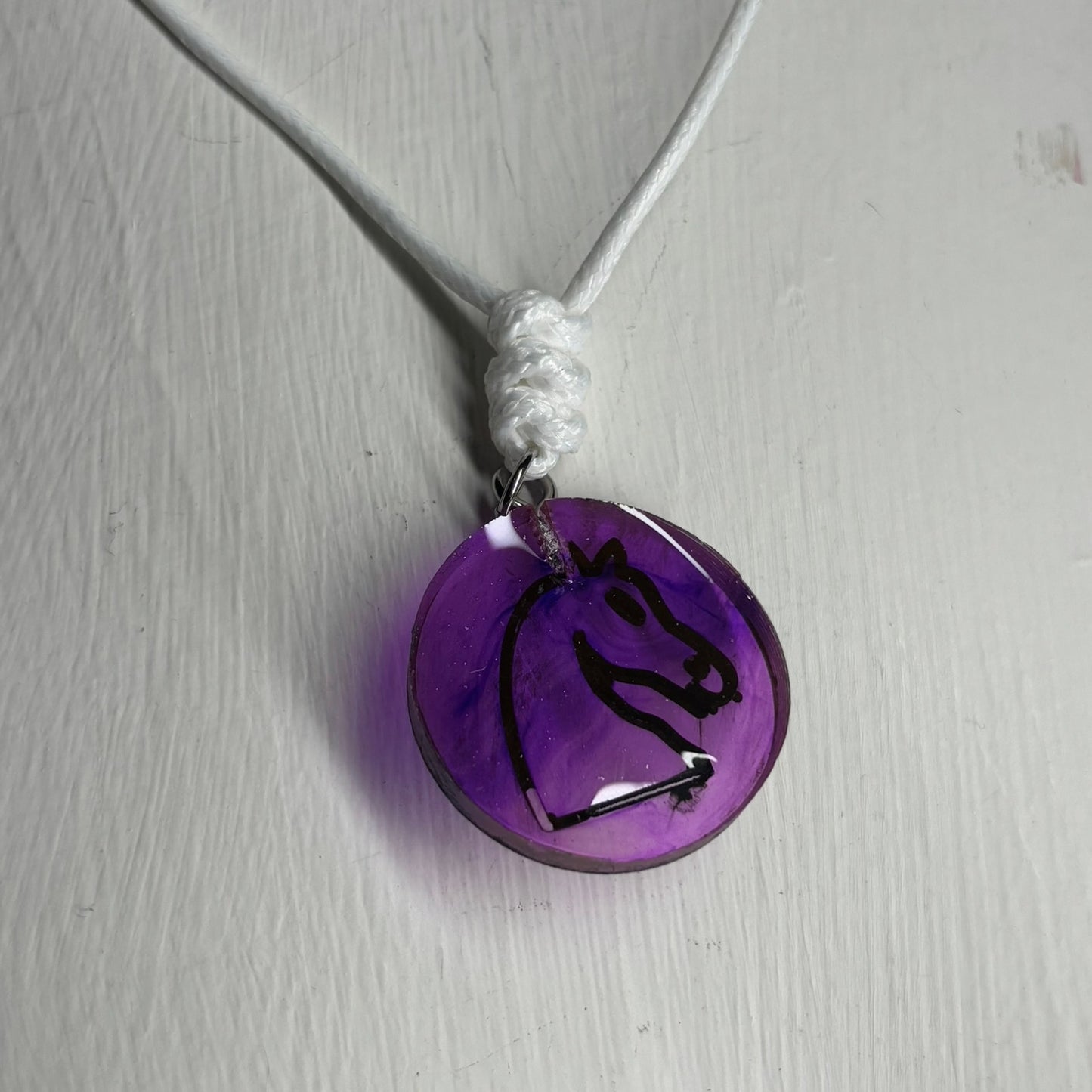 Purple Knight - Handmade Resin Chess Necklace