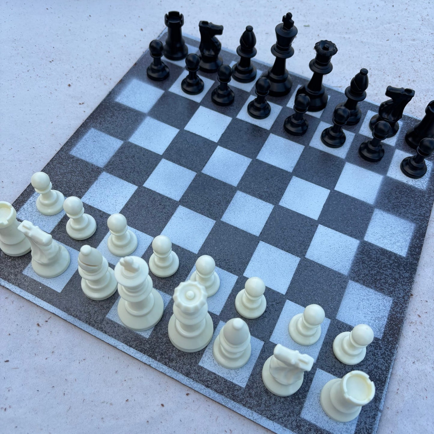 Gray & White - Painted Chess Set