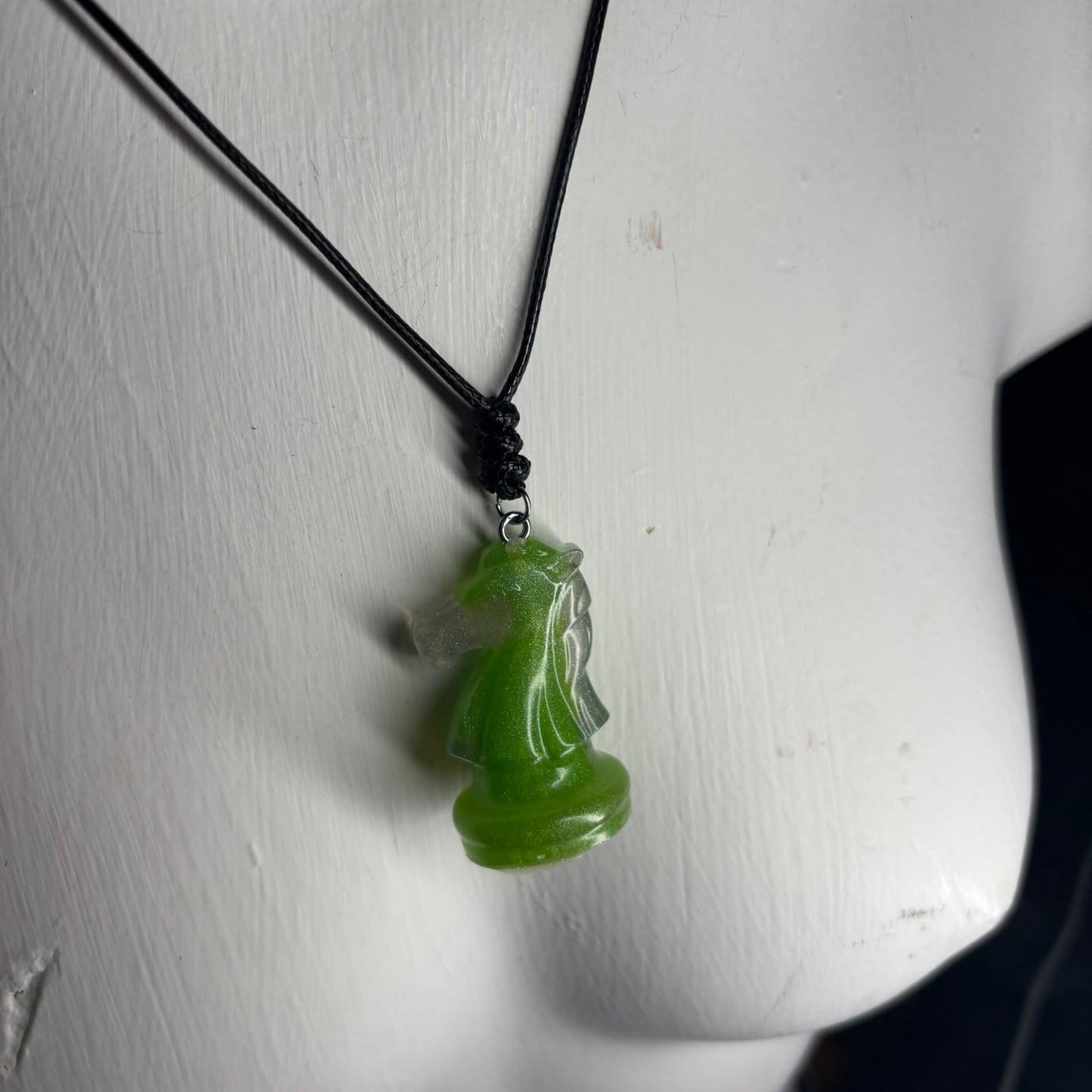 Sublime Green Knight - Handmade Resin Chess Necklace
