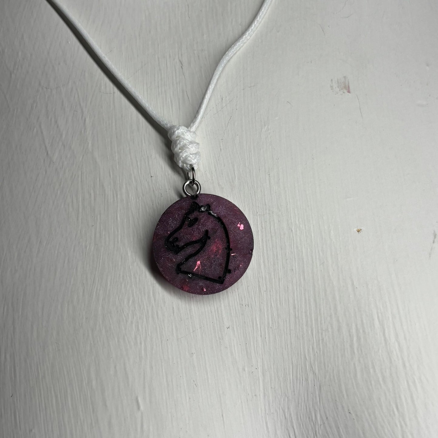 Purple Crystal Knight - Handmade Resin Chess Necklace